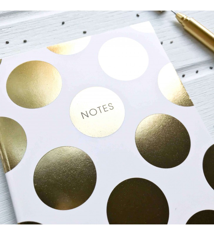 Мини-скетчбук "Notes" белый в золотой горошек