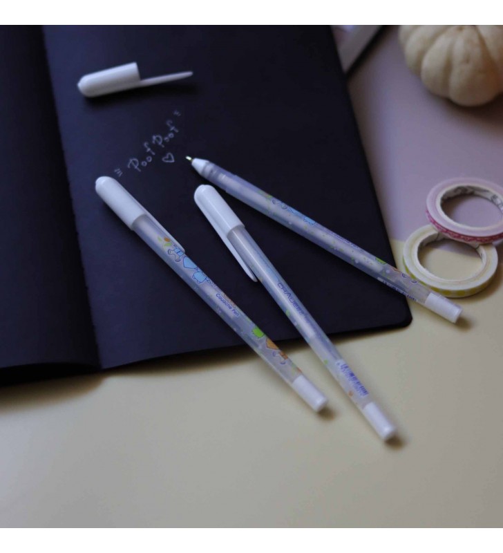 Ручка с белой пастой "Flowers"